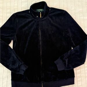 Lauren Ralph Lauren Women's Velour Navy Blue Jacket Size M